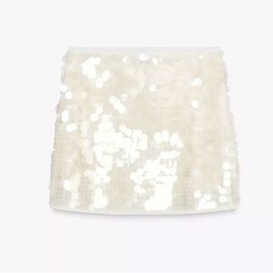 White Sequin Mini Skirt